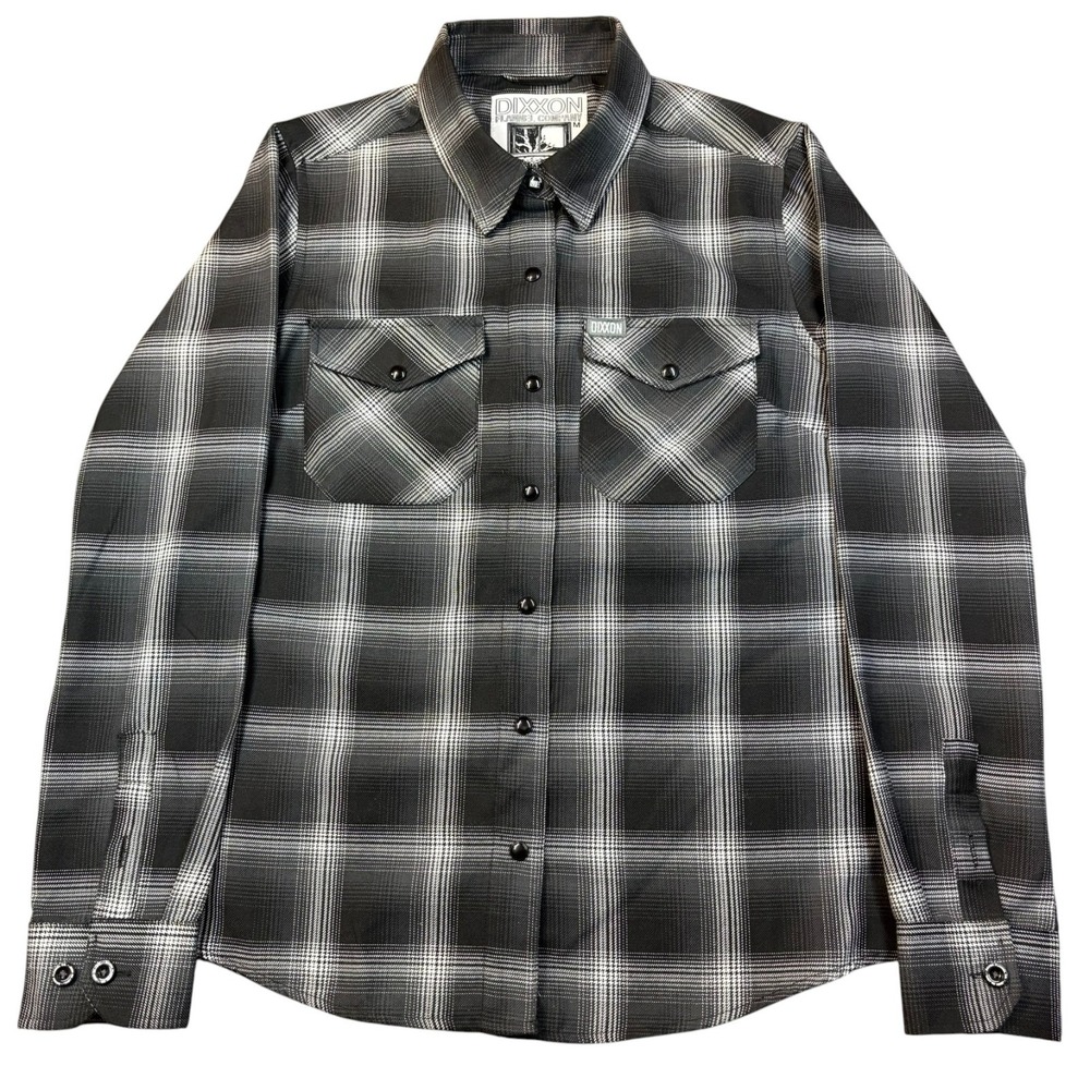 Dixxon Flannel The Static Shirt Womens XL Long Sleeve Pearl Snap Moto Grunge NWT